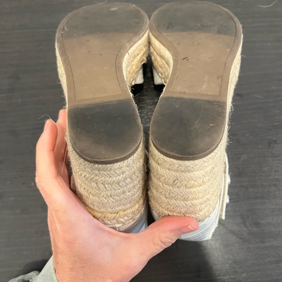 Franco Sarto Carlotta Espadrille Wedge Sandals Heels White Snake Embossed Size 8 - Picture 12 of 13